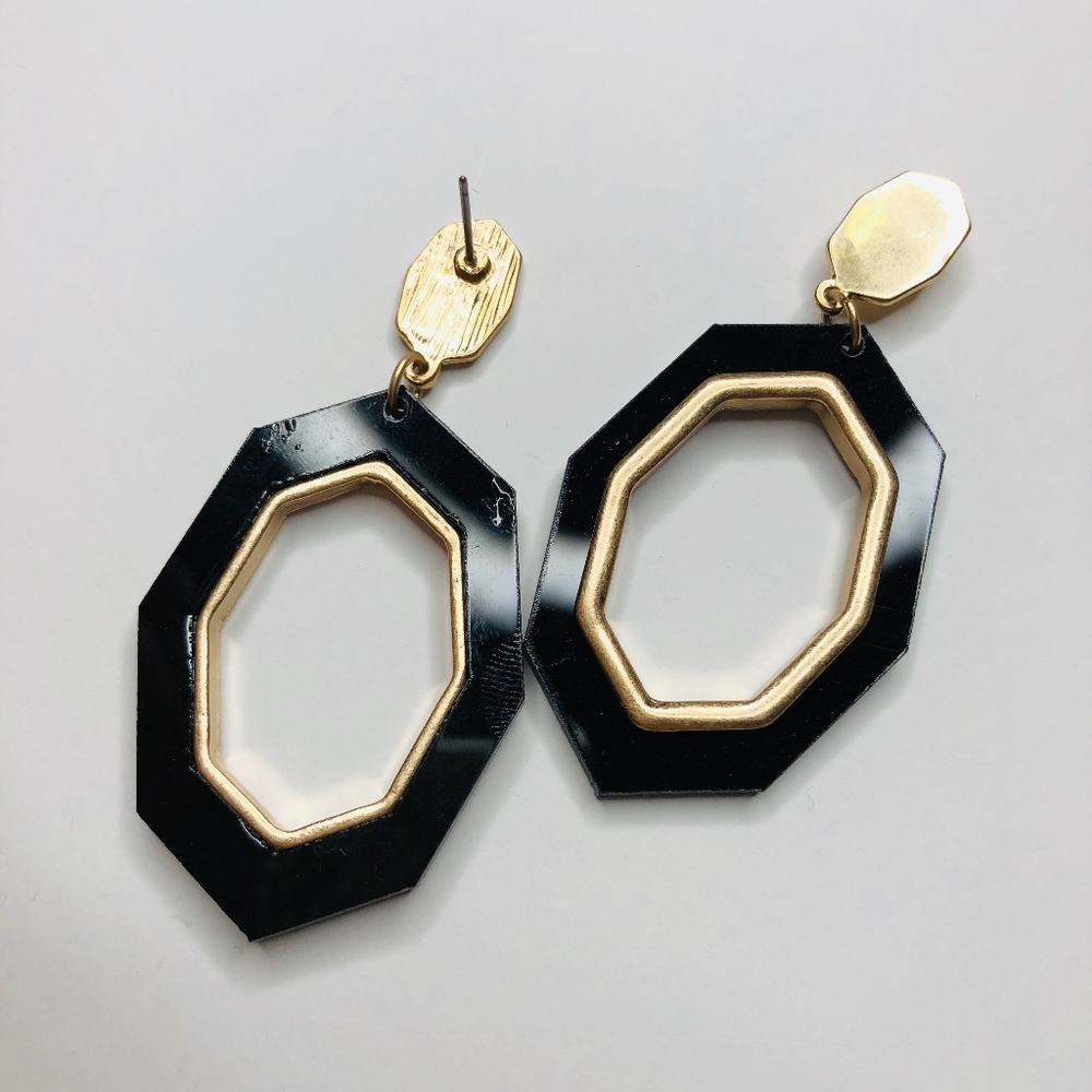 Kimora Celluloid Metal Octagon Hoop Dangle Earring - Picture 8 of 8